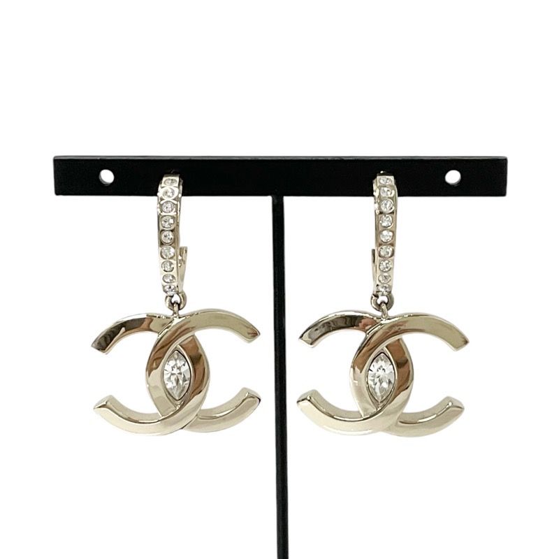 Chanel Earrings Earring Gold Coco Mark Rhinestone