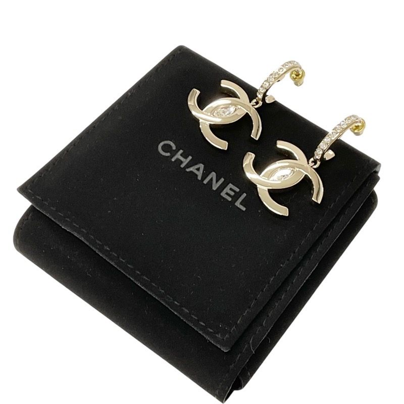 Chanel Earrings Earring Gold Coco Mark Rhinestone