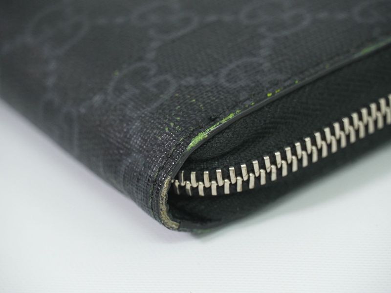 Authentic Gucci New Web Sherry Line GG Supreme Round Zipper Long Wallet Gray