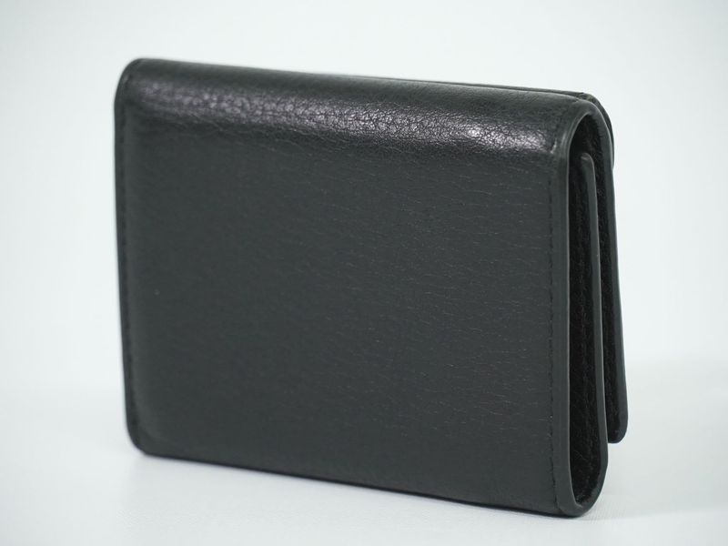 Authentic Prada Leather Trifold Fold Wallet Compact Wallet Black Wallet