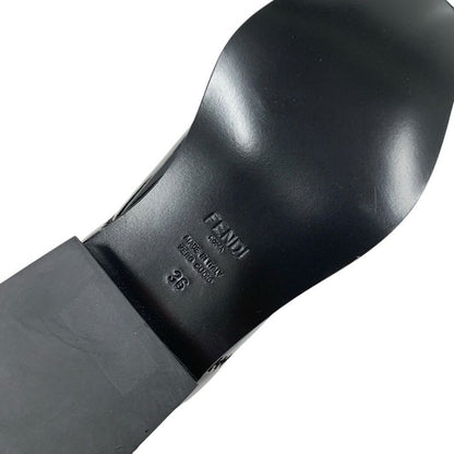 Fendi Boots Short Boots Shoes Patent Black Beige Black Unused Back Zip