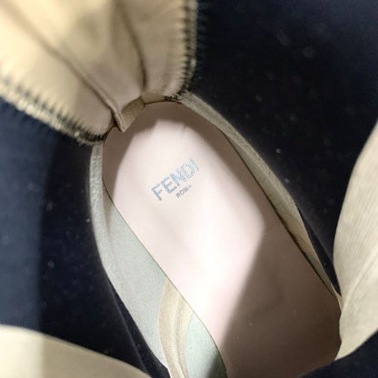 Fendi Boots Short Boots Shoes Patent Black Beige Black Unused Back Zip