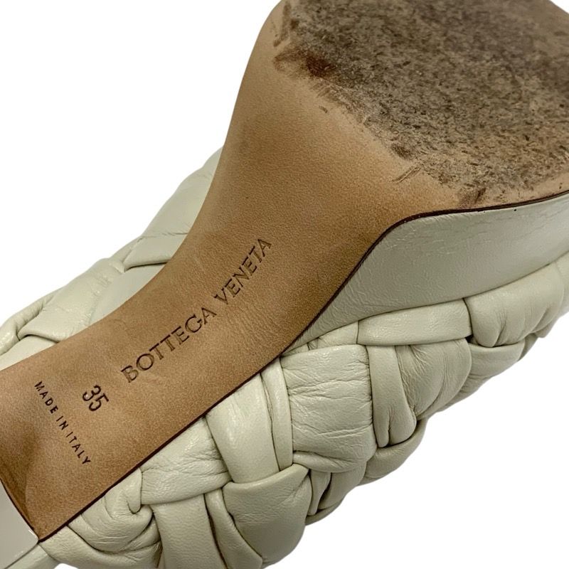 Bottega Veneta Sandals Shoes Leather Ivory Intrecciato Mules