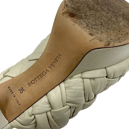 Bottega Veneta Sandals Shoes Leather Ivory Intrecciato Mules