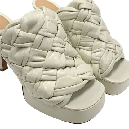 Bottega Veneta Sandals Shoes Leather Ivory Intrecciato Mules