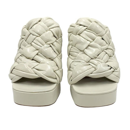 Bottega Veneta Sandals Shoes Leather Ivory Intrecciato Mules