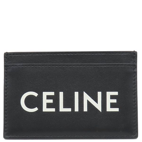 Celine Card Case Logo Card Holder Leather Black 10b703dmf