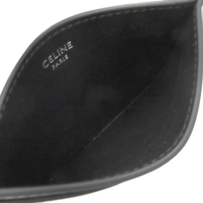 Celine Card Case Logo Card Holder Leather Black 10b703dmf