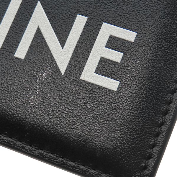 Celine Card Case Logo Card Holder Leather Black 10b703dmf