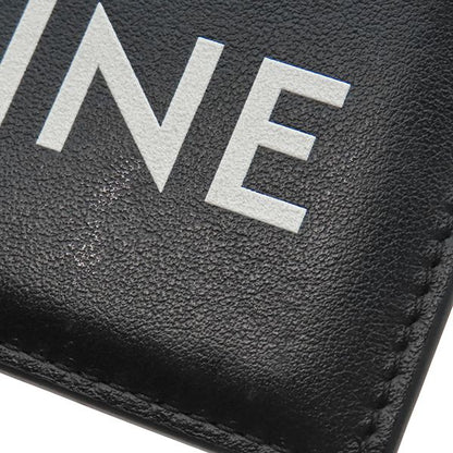 Celine Card Case Logo Card Holder Leather Black 10b703dmf
