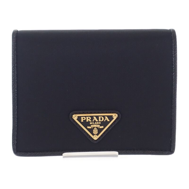 Prada Re-nylon Tessuto Compact Wallet 1mv204 Bifold Wallet Saffiano Nylon Black