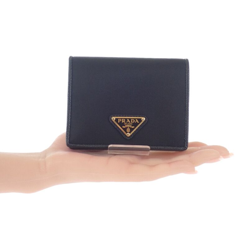 Prada Re-nylon Tessuto Compact Wallet 1mv204 Bifold Wallet Saffiano Nylon Black