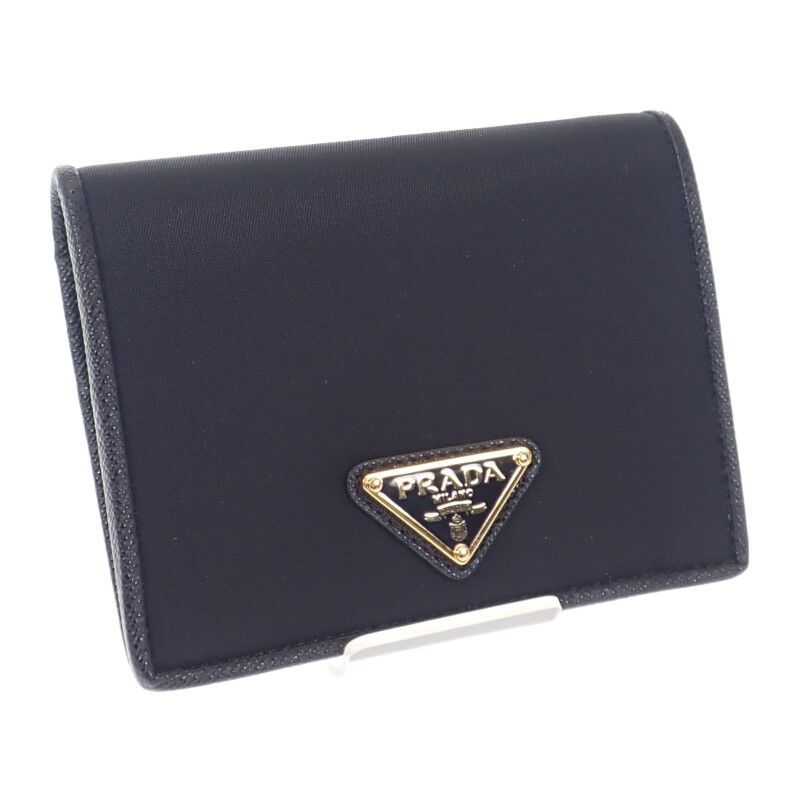 Prada Re-nylon Tessuto Compact Wallet 1mv204 Bifold Wallet Saffiano Nylon Black