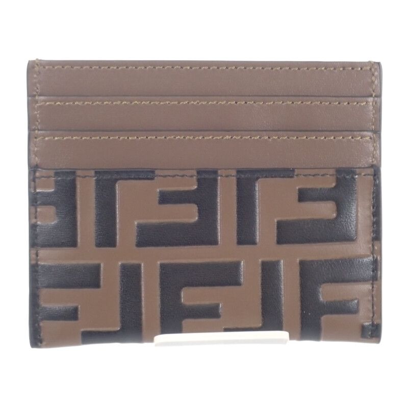 Fendi FF Diamond 8m0445adymf13vk Card Case Leather Brown Gold Hardware Ladies