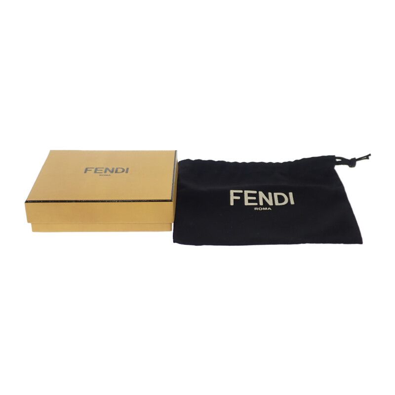 Fendi FF Diamond 8m0445adymf13vk Card Case Leather Brown Gold Hardware Ladies
