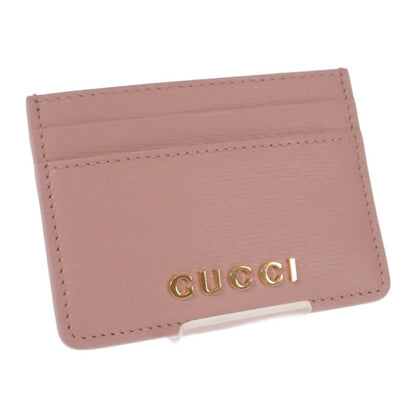 Gucci Script 7734280op0n5909 Card Case Leather Light Pink Gold Hardware Ladies