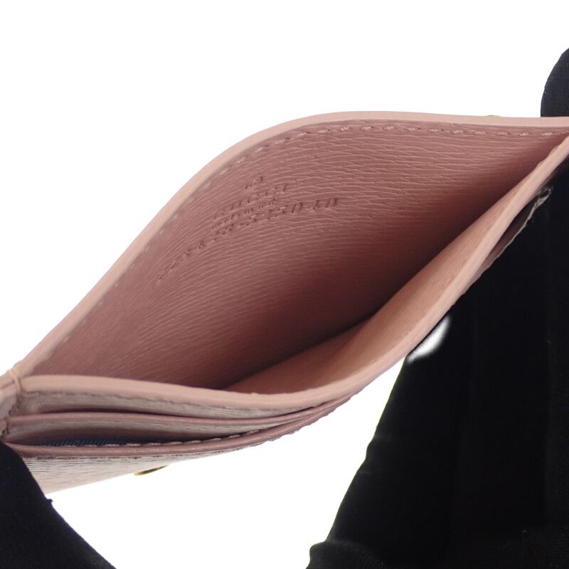 Gucci Script 7734280op0n5909 Card Case Leather Light Pink Gold Hardware Ladies