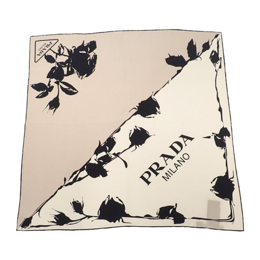Prada Printed Twill Scarf 1ff004 Scarf Silk Quartz Beige Pink Ladies [ranked A