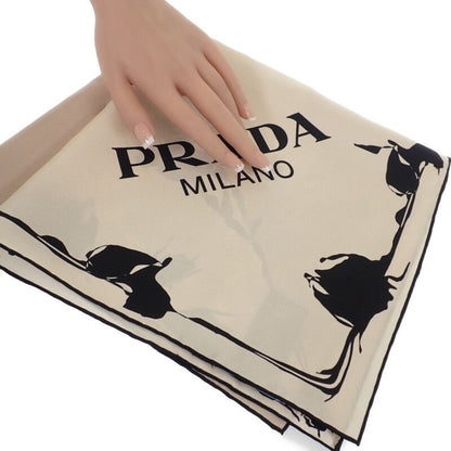 Prada Printed Twill Scarf 1ff004 Scarf Silk Quartz Beige Pink Ladies [ranked A