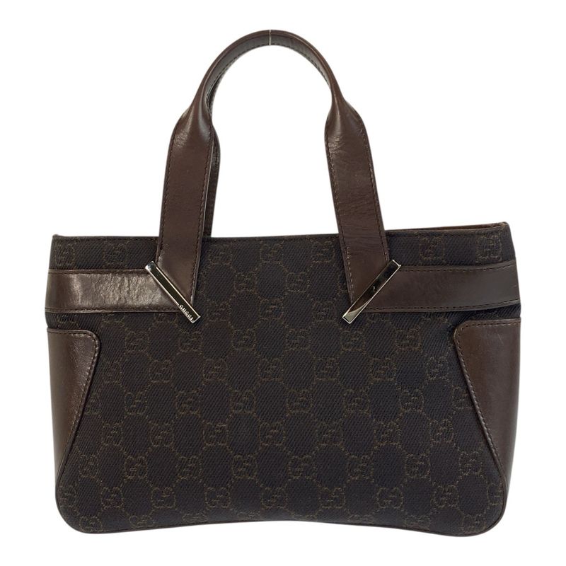 Gucci Brown Silver Hardware GG Canvas/leather 73984 Handbag Mini Tote Bag Women