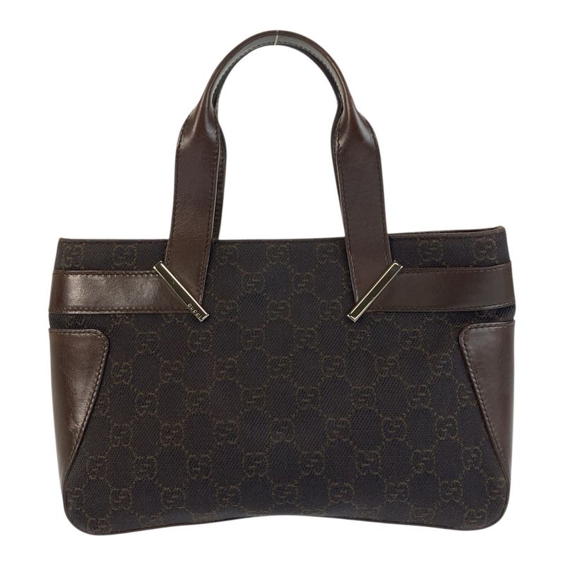 Gucci Brown Silver Hardware GG Canvas/leather 73984 Handbag Mini Tote Bag Women