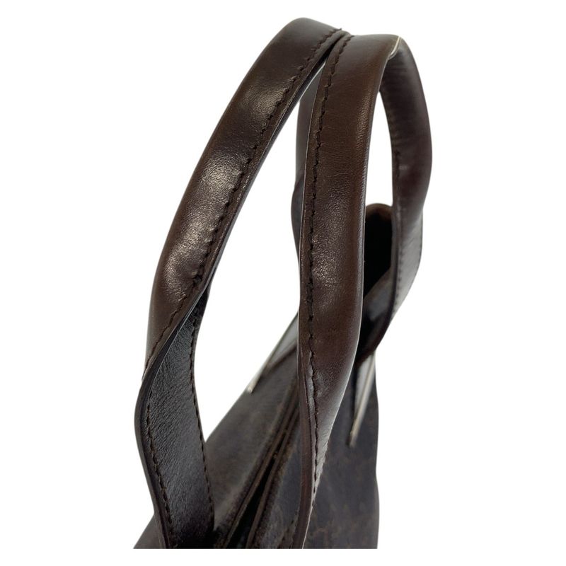 Gucci Brown Silver Hardware GG Canvas/leather 73984 Handbag Mini Tote Bag Women