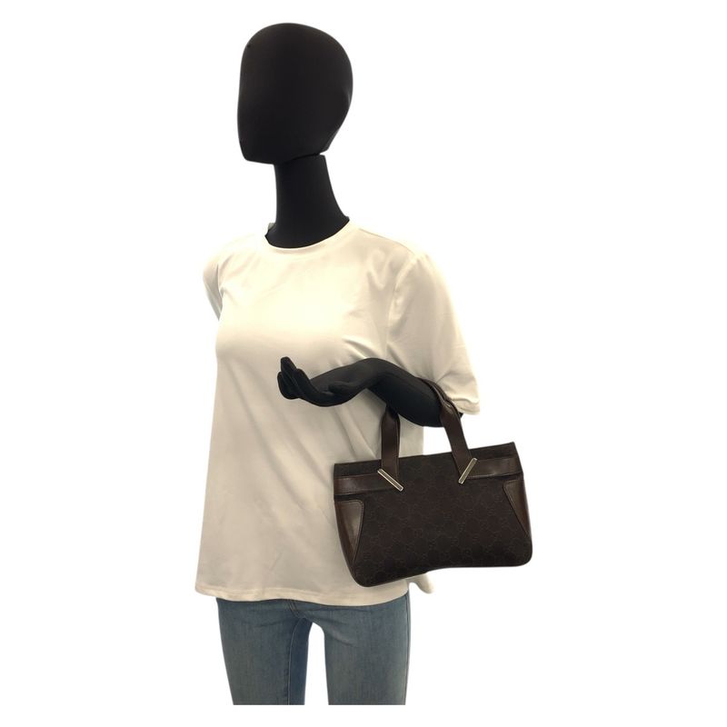 Gucci Brown Silver Hardware GG Canvas/leather 73984 Handbag Mini Tote Bag Women