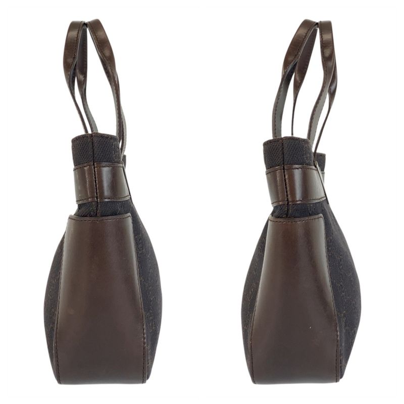 Gucci Brown Silver Hardware GG Canvas/leather 73984 Handbag Mini Tote Bag Women