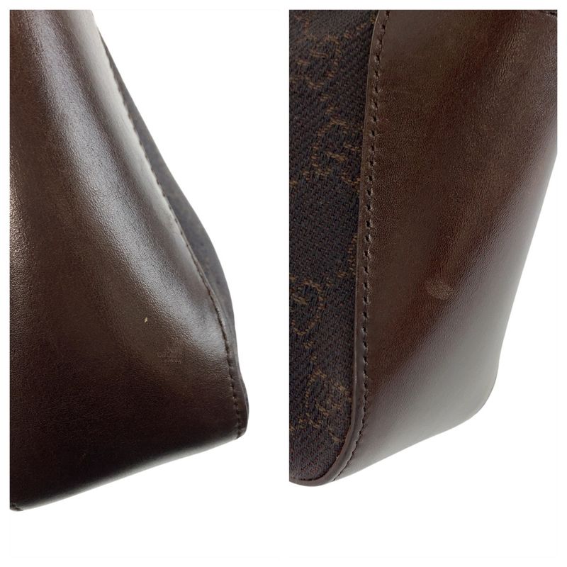 Gucci Brown Silver Hardware GG Canvas/leather 73984 Handbag Mini Tote Bag Women