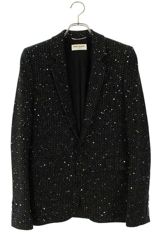 Saint Laurent Paris 600331 Y1a03 Sequined Stripe Tailored Jacket Men's 42