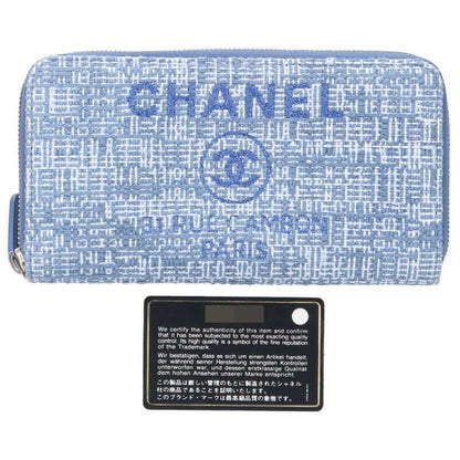 Chanel A80056 Deauville Coco Mark Tweed Round Zip Wallet Ladies