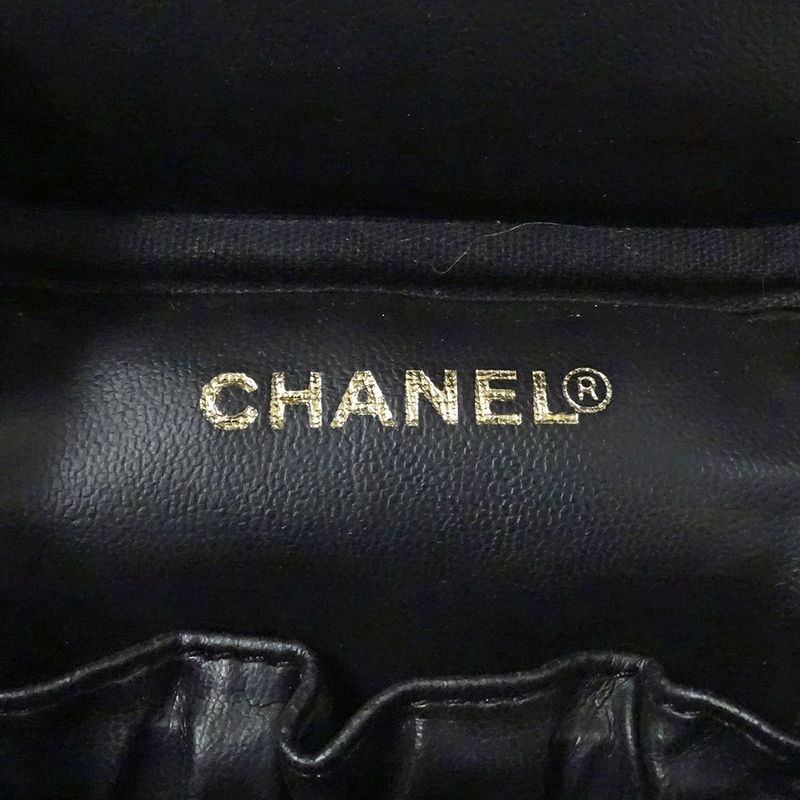 Chanel Bag Ladies Brand Vanity Bag Handbag Caviar Skin Black Gold Hardware