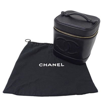 Chanel Bag Ladies Brand Vanity Bag Handbag Caviar Skin Black Gold Hardware