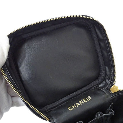 Chanel Bag Ladies Brand Vanity Bag Handbag Caviar Skin Black Gold Hardware