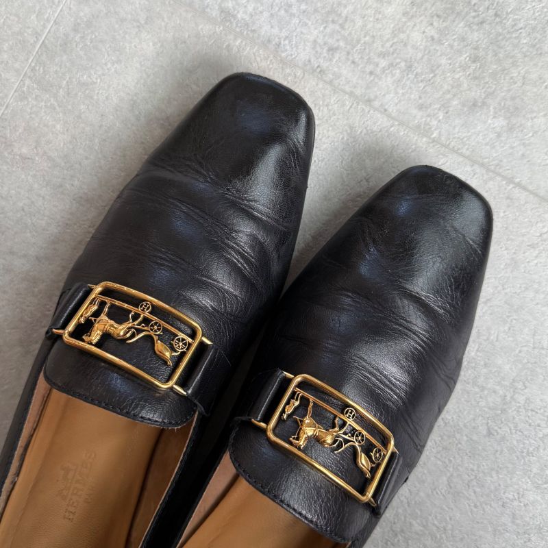 Hermes Time Loafer Time Loafer Horse Carriage Hardware Leather Slip-on 36 1 2