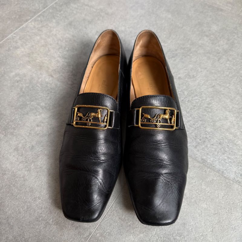 Hermes Time Loafer Time Loafer Horse Carriage Hardware Leather Slip-on 36 1 2