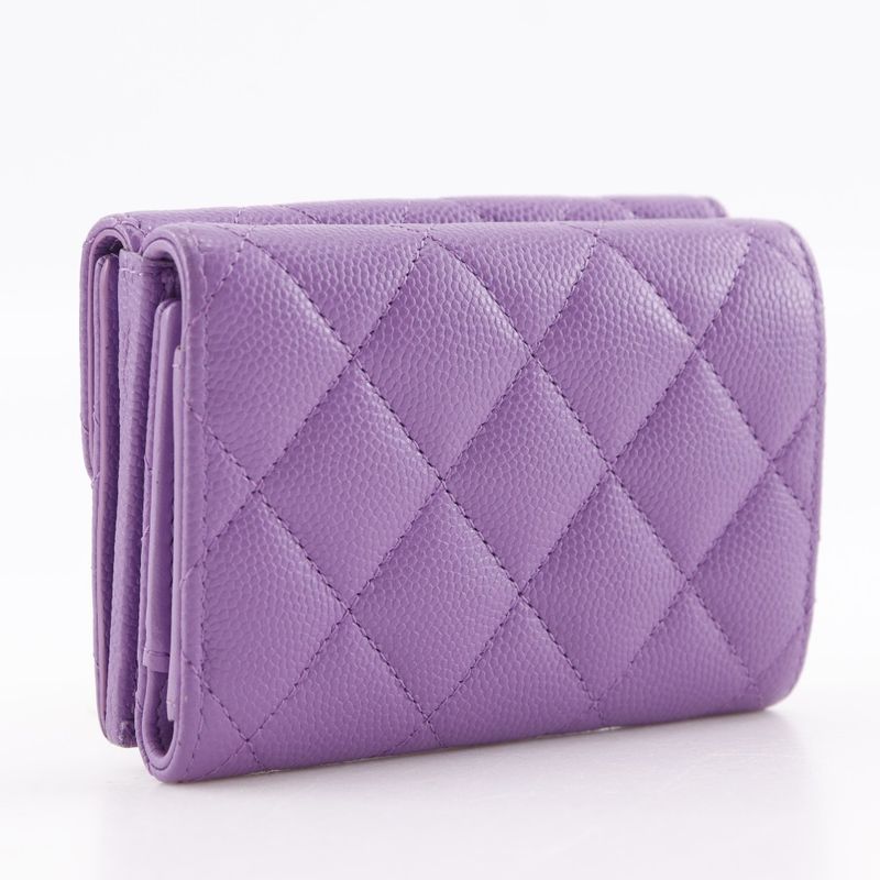Chanel Matelasse Compact Wallet Caviar Skin Ladies Trifold Wallet