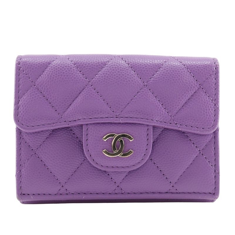 Chanel Matelasse Compact Wallet Caviar Skin Ladies Trifold Wallet