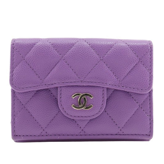 Chanel Matelasse Compact Wallet Caviar Skin Ladies Trifold Wallet