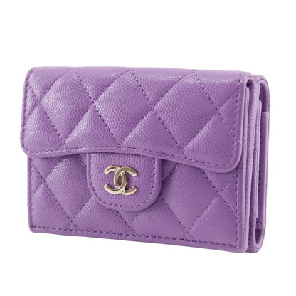 Chanel Matelasse Compact Wallet Caviar Skin Ladies Trifold Wallet