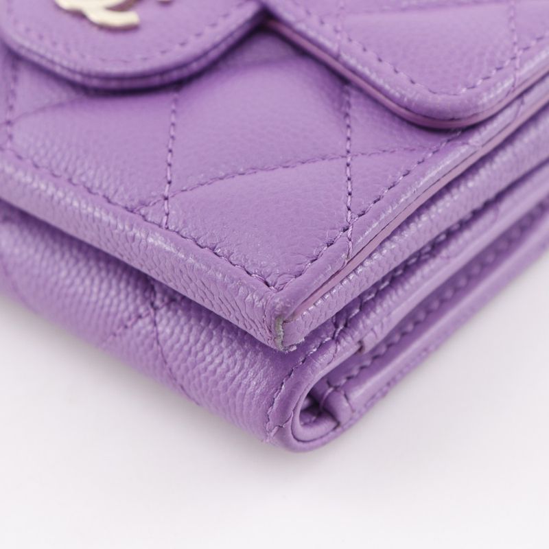 Chanel Matelasse Compact Wallet Caviar Skin Ladies Trifold Wallet