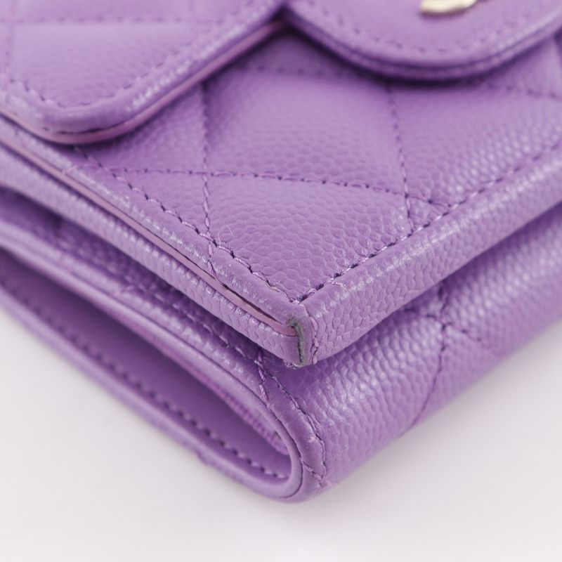 Chanel Matelasse Compact Wallet Caviar Skin Ladies Trifold Wallet