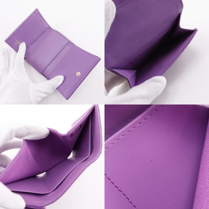 Chanel Matelasse Compact Wallet Caviar Skin Ladies Trifold Wallet