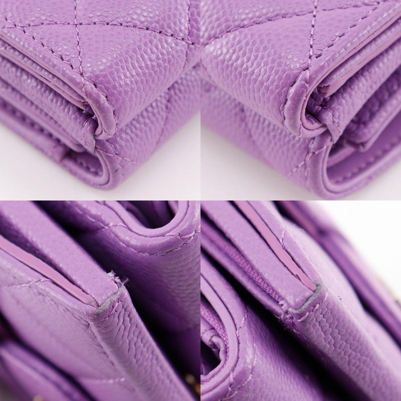 Chanel Matelasse Compact Wallet Caviar Skin Ladies Trifold Wallet