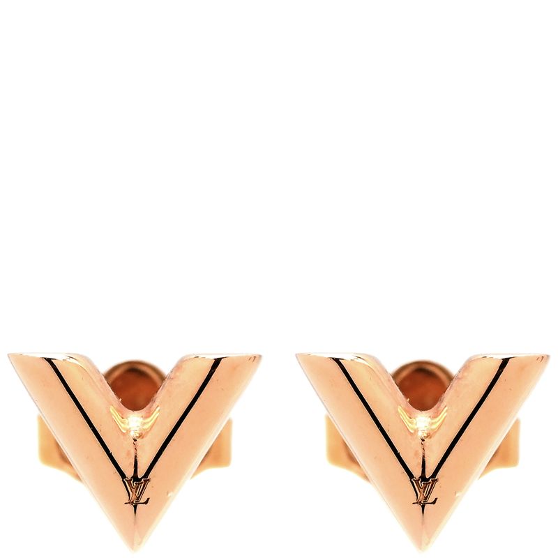 Louis Vuitton Earrings Stud Earrings Essential V GP Pink Gold Set of 2 Binaural