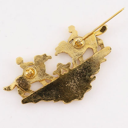 Hermes Girl And Dog Cloisonne Girl & Dog Vintage Cloisonne Ware Gold Plated