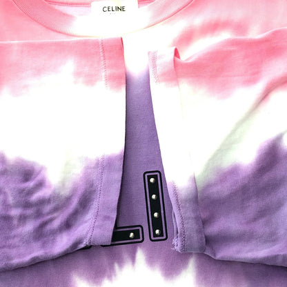 Celine Studded Logo Print Loose T-Shirt Multicolor Size XS