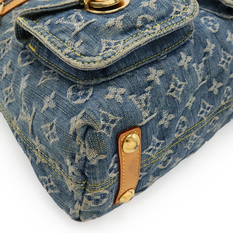 Louis Vuitton Monogram Denim Baggy GM Shoulder Bag Crossbody Long Shoulder