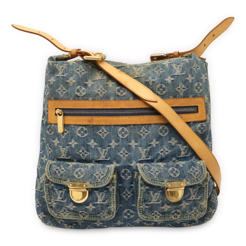 Louis Vuitton Monogram Denim Baggy GM Shoulder Bag Crossbody Long Shoulder