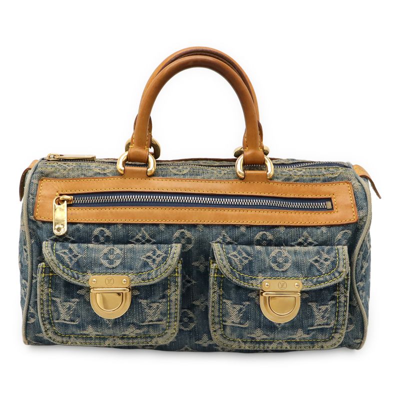 Louis Vuitton Monogram Denim Neo Speedy Handbag Mini Boston Bag Blue M95019